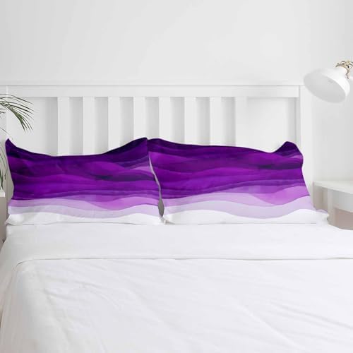 Boanket 3-Piece Queen Duvet Cover Set with Zipper Purple Waves Ombre Design