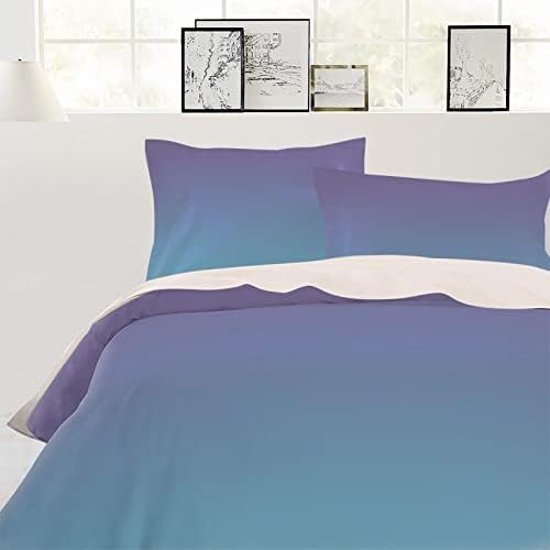 Purple Blue Ombre Duvet Cover Set Queen Size 4 Piece