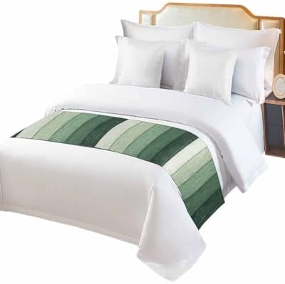 Stripe Bed Runner Scarf - Sage Green Striped Gradient