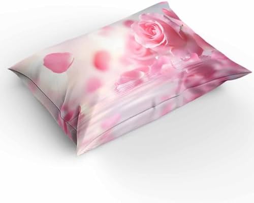 Boanket 3-Piece Pink Rose Duvet Cover Set with Zipper Closure