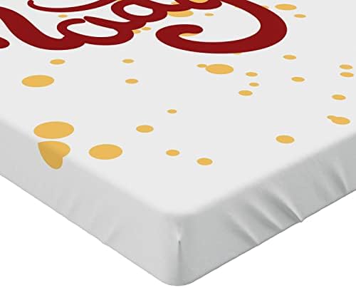 Ambesonne Madison Fitted Sheet Ruby and Mustard
