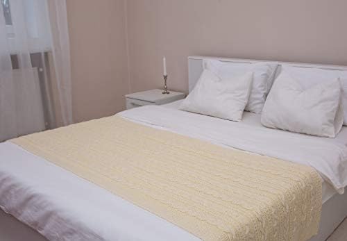 SAOL Chunky Cable Knit Bed Throw Runner