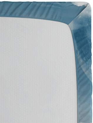 Ambesonne Mermaid Fitted Sheet - Navy Blue with White Graphic Print