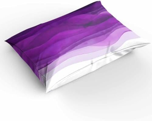 Boanket 3-Piece Queen Duvet Cover Set with Zipper Purple Waves Ombre Design