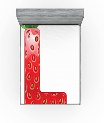 Ambesonne Letter L Fitted Sheet - Juicy Ripe Strawberry Design