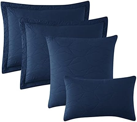 Clara Clark Navy Twin Quilt Set with Pillow Shams