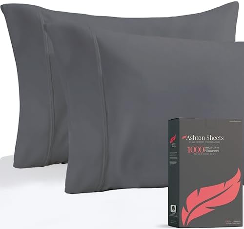 Ashton Sheets Luxury Egyptian Cotton Pillowcases Set of 2 - Dark Grey