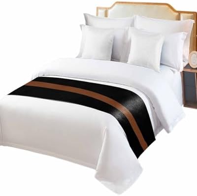 Sabolny Black Stripes King Size Bed Runner Scarf 1