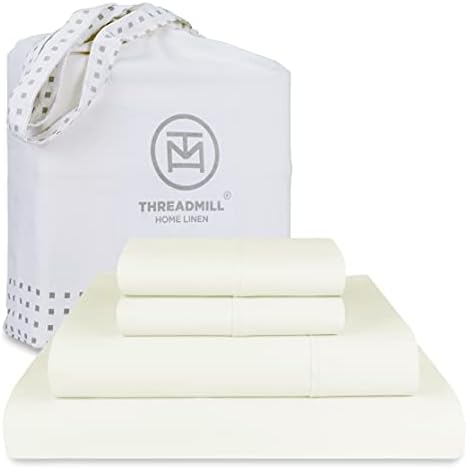 Threadmill 100 Supima Cotton Sheets 1200 Thread Count Cal King Set Ivory