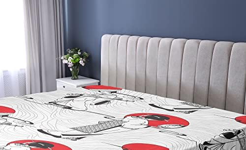 Ambesonne East Fitted Sheet Black Red California King