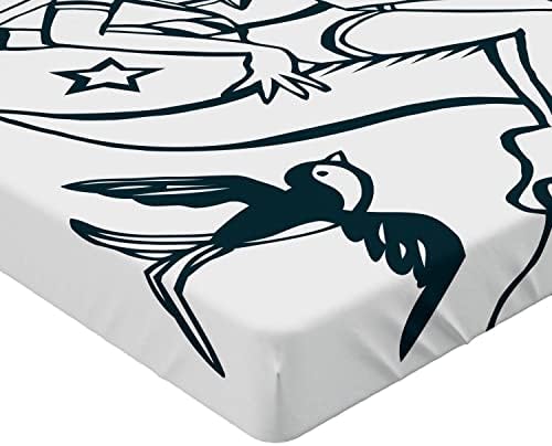 Ambesonne Anchor Fitted Sheet - Teal and White