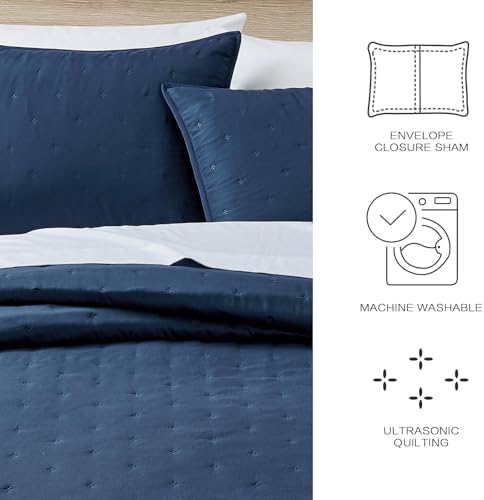 BOURINA Ultrasonic 3-Piece Quilt Set Navy