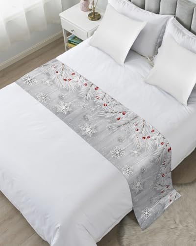 Homechoid Silver Christmas Bed Runner 83x20 for Full Queen