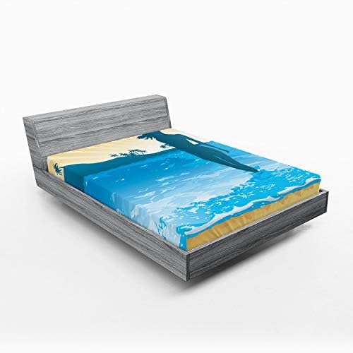 Ambesonne Beach Fitted Sheet - Summer Vibes Ocean Blue