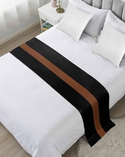 Sabolny Black Stripes King Size Bed Runner Scarf 1