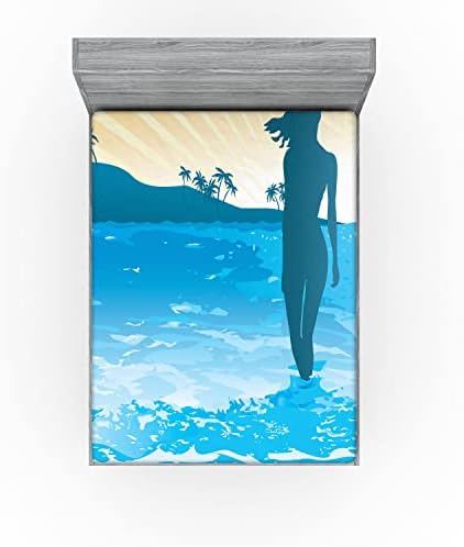 Ambesonne Beach Fitted Sheet - Summer Vibes Ocean Blue