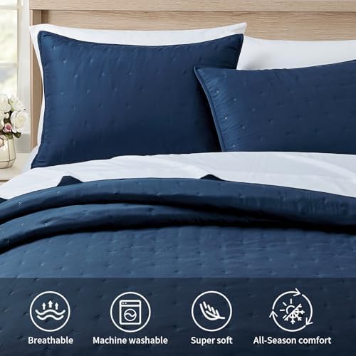 BOURINA Ultrasonic 3-Piece Quilt Set Navy