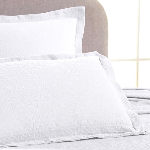 Superior Cotton Fleur De Lis Bedspread Set Full White 1