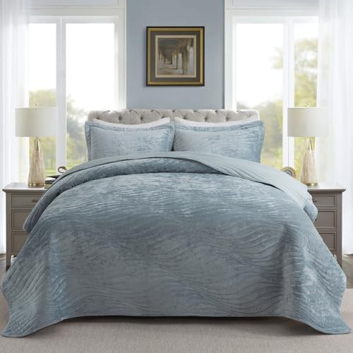 Travan Luxury Velvet Quilt Set Queen Size