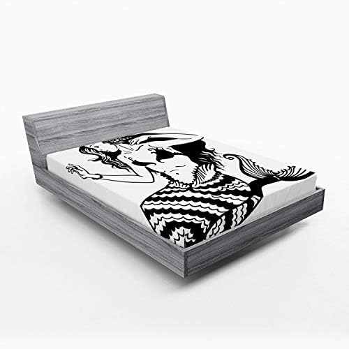 Ambesonne Underwater Fitted Sheet with Fish Tail Design