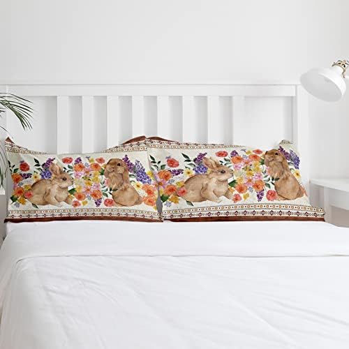 OComster California King Duvet Cover Set with Bunny Pattern