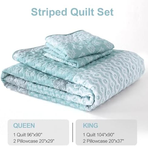 Cottolester Aqua Boho Queen Quilt Set 3 Pieces