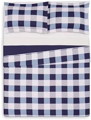 TRULY SOFT Navy Buffalo Plaid Twin XL Quilt Set