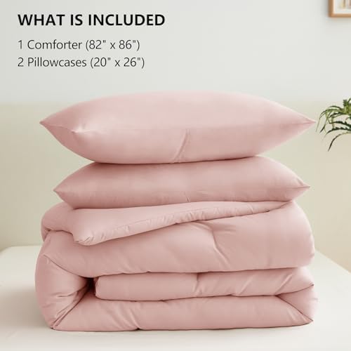 CozyLux Blush Pink Comforter Set for Girls 3 Pieces 1