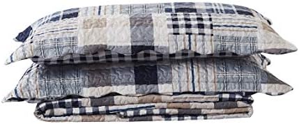 Brilliant Sunshine Blue Plaids Stripes Quilt Set King Size 3-Piece
