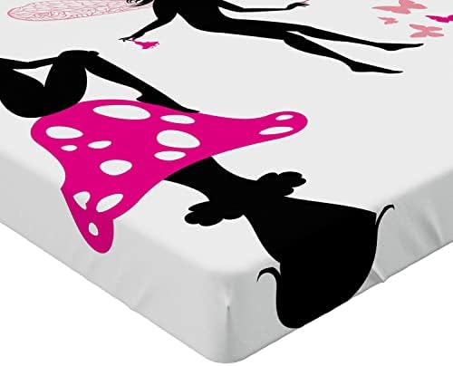Ambesonne Tale Fitted Sheet Hot Pink Rose Black 1