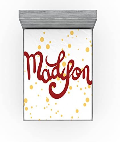 Ambesonne Madison Fitted Sheet Ruby and Mustard