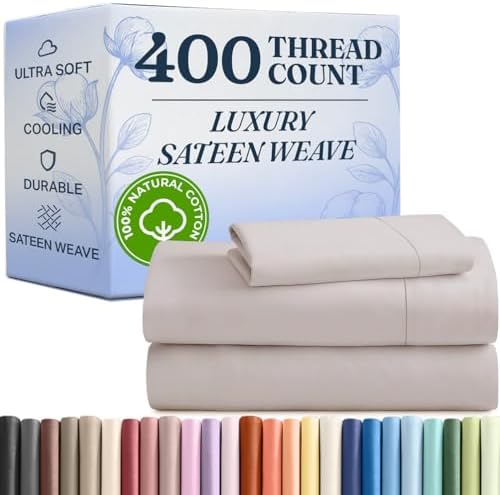 CGK Unlimited 400 Thread Count Cotton Twin XL Sheet Set - Light Grey