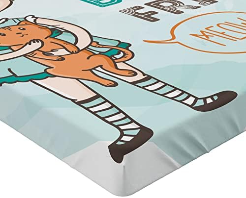Ambesonne Best Friend Fitted Sheet Turquoise Multicolor