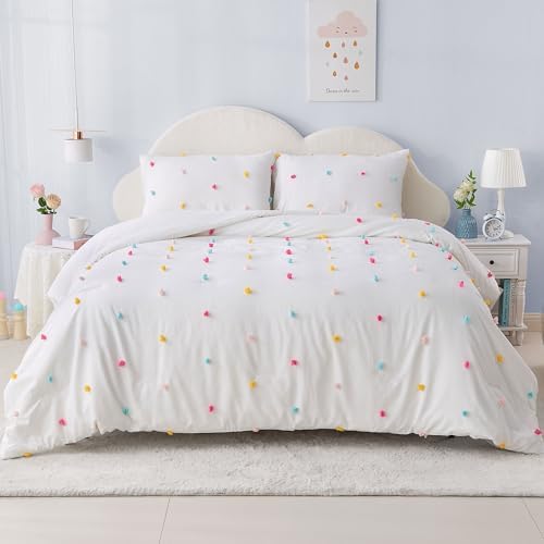 VIVILINEN Kids Comforter Set with Pom Pom Design