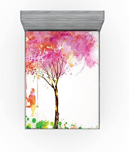 Ambesonne Spring Blossom Watercolor Sheet Set