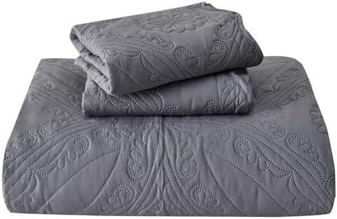 Kingnex Oversized King Bedspread Set 3 Piece Dark Grey 1
