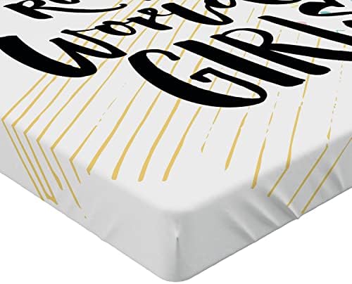 Ambesonne Feminist Fitted Sheet with Doodle Zigzag Lines