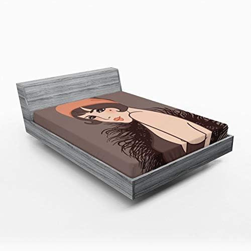 Ambesonne Pin Up Girl Fitted Sheet - Dark Taupe 1