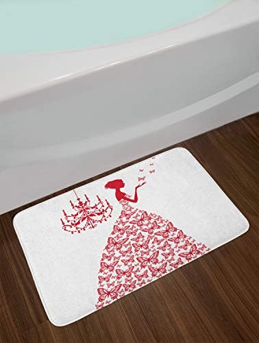 Ambesonne Love Bath Mat with Retro Butterfly Print