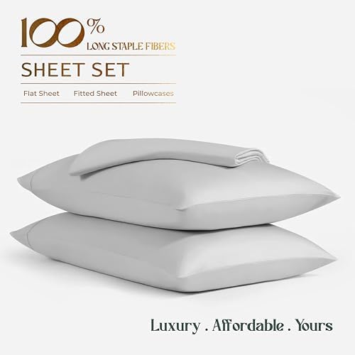 Mayfair Linen Bamboo Viscose Sheets Cal King 4-Piece Light Grey