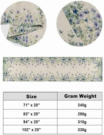 Sabolny Butterfly Flowers Bed Runner Scarf Green Purple Botanical Floral