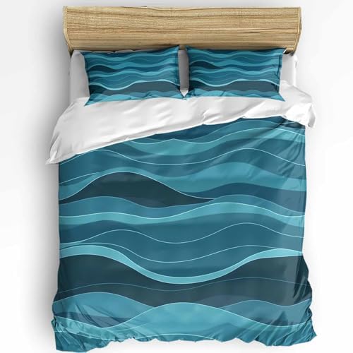 3 Piece Duvet Cover Set with Zipper Closure and Pillowcases