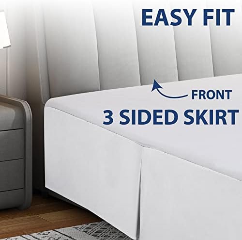 Cathay Home Double Brushed Microfiber Pleated Bed Skirt - White Twin Size