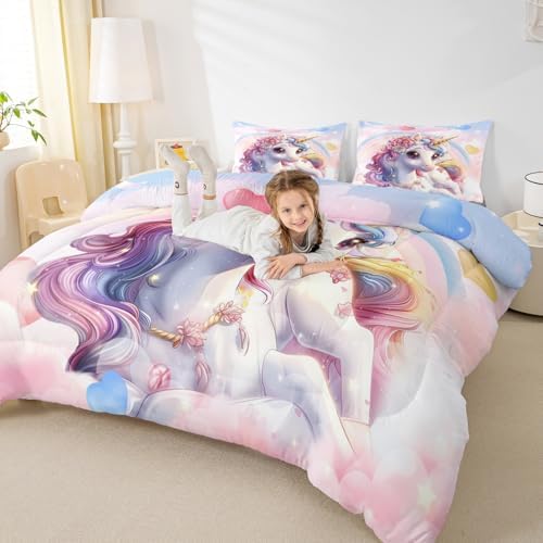 Erosebridal Unicorn Twin Comforter Set for Girls