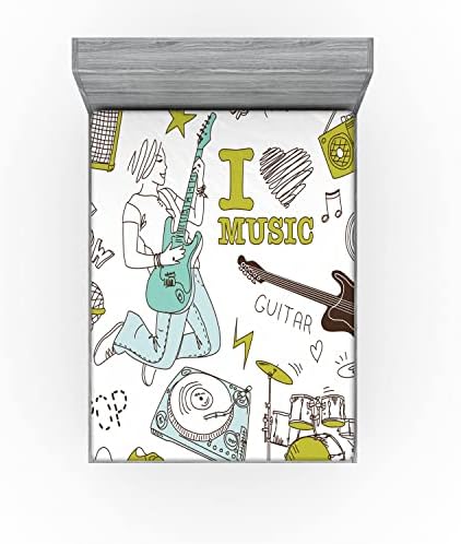 Ambesonne Popstar Party Fitted Sheet with Musician Girl Pattern