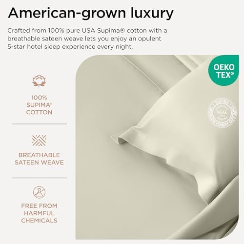 Threadmill 100 Supima Cotton Sheets 1200 Thread Count Cal King Set Ivory