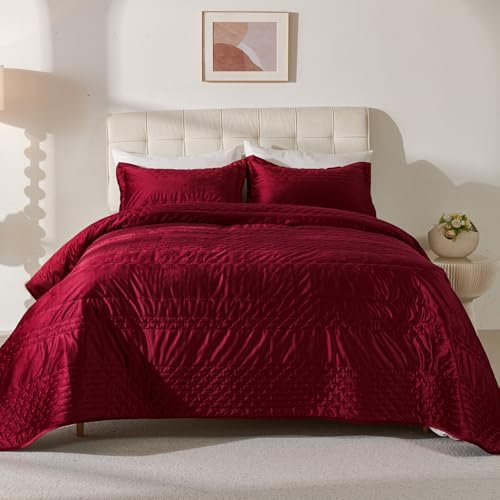 EVENHUG Velvet Quilt Set Queen Size