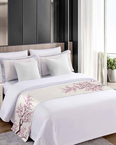 Cherry Blossom Bed Runner Scarf 71x20in Pink Design