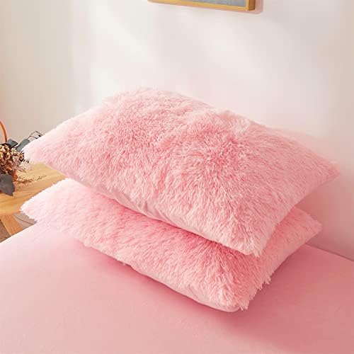 Fluffy Pink Comforter Set Twin - 2 Piece Plush Bedding