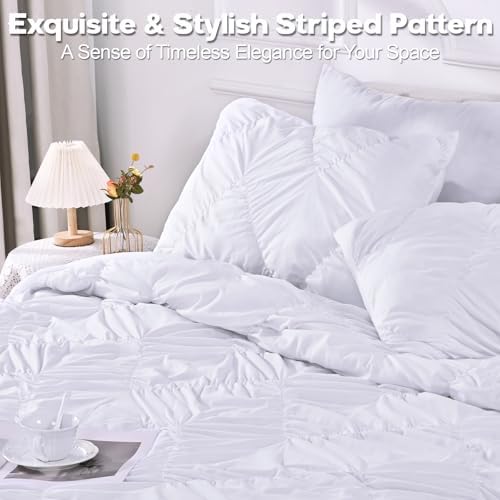 Uspring White King Quilt Comforter Set 3 Piece